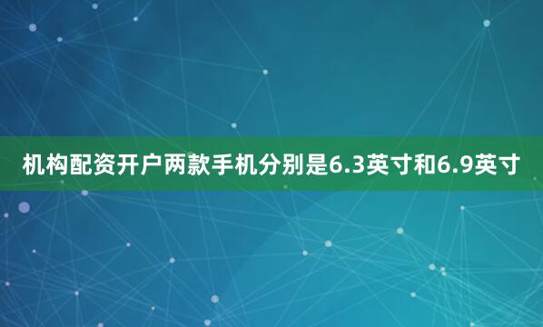 机构配资开户两款手机分别是6.3英寸和6.9英寸